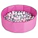 Selonis Piscina Pieghevole Con 100 Palline Colorate, Rosa:Perla/Grigio/Trasparente/Rosa Chiaro