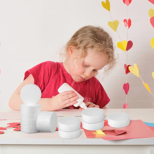 SEWACC 18 STK Schaumzylinder Runde Tortenattrappen Polystyrol Schaumkreise Runde Weichschaumscheiben Bastelschaum Schaumstoffscheibe Runde Styroporscheiben Kuchenschaum Üben Folge Weiß