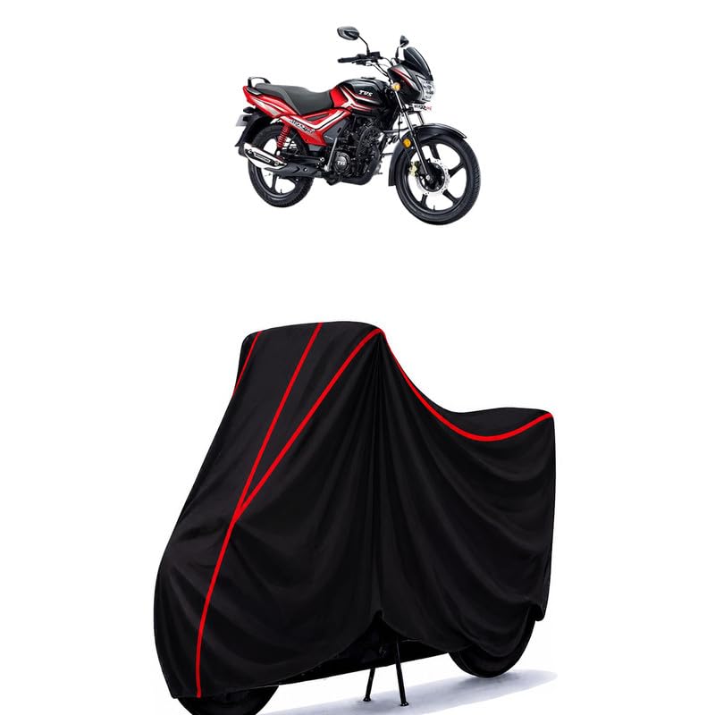 Image of TVS Star City Water Resistant Bike Cover for All Motorcycles & Rain | Heavy Duty Taffeta Fabric | UV Protection, Dustproof, Scratchproof | All Weather Two Wheeler Body Cover with Elastic Bottom