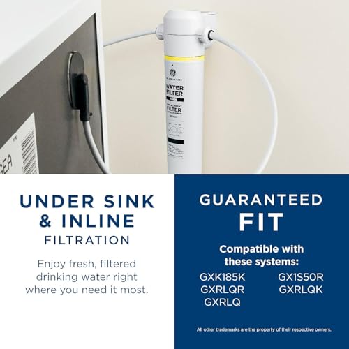 Image of GE Under Sink Water Filter Replacement, Reduces Sediment, Rust & Other Impurities from Water, Easy Install, Fits GXRLQK Filtration System, Replace Every 6 Months, FQK1K