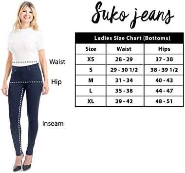 Suko Jeans Women's Mid Rise Ponte Skinny Pants - Stretchy Figure-Flattering Pants With Lift & Contour Seam