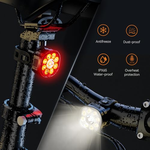 Bike Lights Kit 9LED Bike Headlights High & Low Beams, Ultra-Light and Bright Bicycle Lights, Waterproof Bike Lights for Night Riding, USB-C Bicycle Front and Rear Lights (VTG9) - image 6