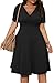 POSESHE Womens Plus Size Black Dresses Short Sleeve Wrap V-Neck Stretchy Summer Cocktail Swing Dress with Pockets,Black,3XL