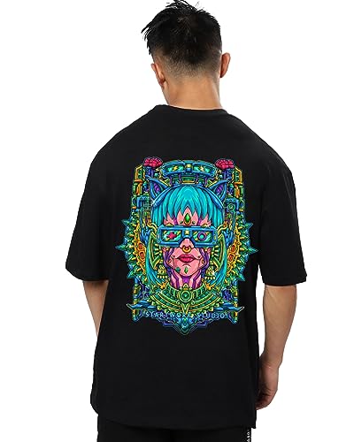 Image of Mens Oversized Printed Half Sleeve Branded Cotton T-Shirt for Mens || Back Printed t Shirts for Men || Oversized t Shirts for Men