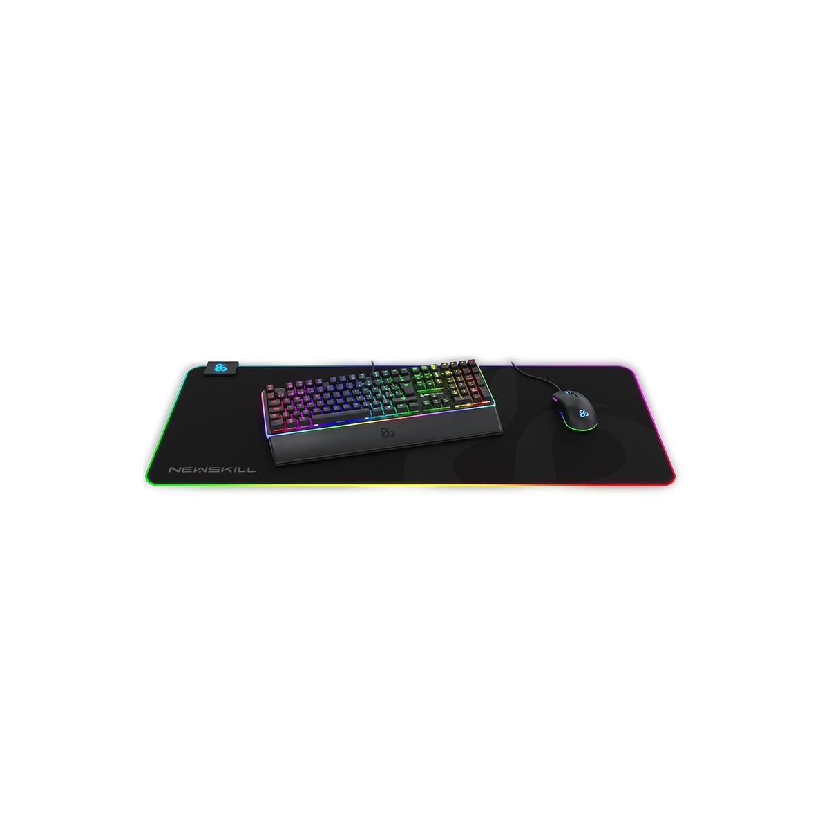Newskill Nemesis V2 Tappetino Gaming RGB con base in gomma naturale e superficie in microfibra (retroilluminazione RGB intorno alla base) - XL - Nero
