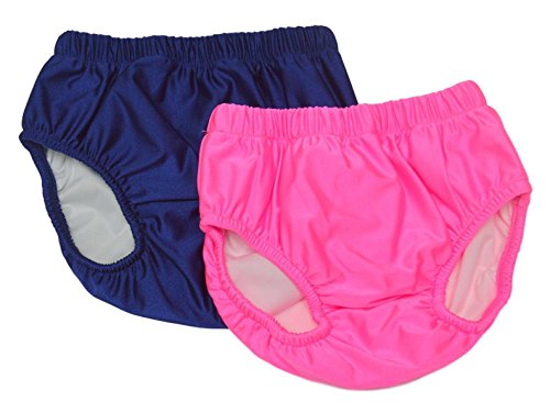 My Pool Pal Girls' Big 2 Pack Swim Brief/Diaper Cover, Pink/Navy, Small