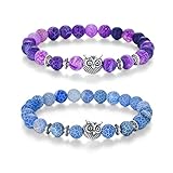 Softones Owl Gifts Owl Bracelets Healing Crystals Bracelet for Women Men Spiritual Energy Beaded Bracelet Set Gifts