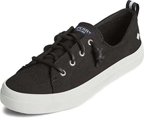 Sperry womens Sperry Crest Vibe Sneaker, Black Linen, 6.5 Wide US