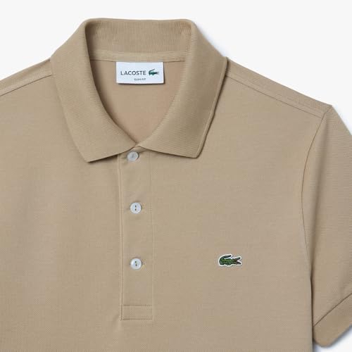 Image of Lacoste Men Cotton Blend Slim Fit Polo Shirt (PH6348 Beige 02S 05), Large