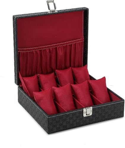 Image of STORESHINE Unisex 8 Slots Watch Organiser Box Black (Black::Maroon2)