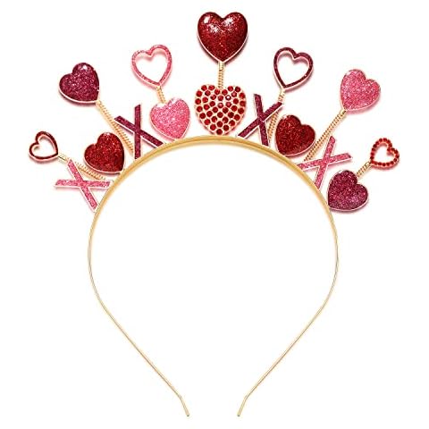 CEALXHENY Valentine’s Day Heart Headbands for Women Glitter Rhinestone Heart Hairbands Love Heart Party Hair Accessory Gifts (Style D) Cover