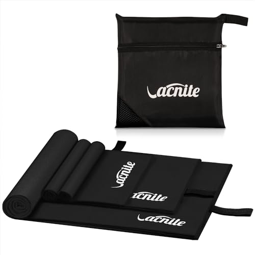 VACNITE 2枚 速乾タオル 152*78cm+80*38cm 3枚 スポーツタオル 152*78cm+80*38cm+38*38cm 収納袋付き 超吸水 柔らかい 色褪せない 防臭 高い耐久性 軽量 湿気 梅雨対策 旅行タオル バスタオル 水泳/スポーツ/旅行/家庭用 (3枚セット ブラック)の商品画像（Amazon）
