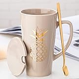 XuRX Benutzerdefinierte keramische keramische Kaffeetasse benutzerdefinierte Teetassen mit Abdeckungslöffel Tasse 50 0ml Geschenk for Weihnachten, Valentinstag, Jubiläen