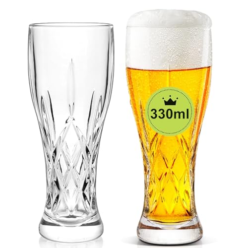 AXIM Beer Glasses Set, Craft Beer Pint Glass, Pilsner Beer Mug,Bar Glassware Drinking Glasses for Home Kitchen Entertainment (2 Pcs/330ml)