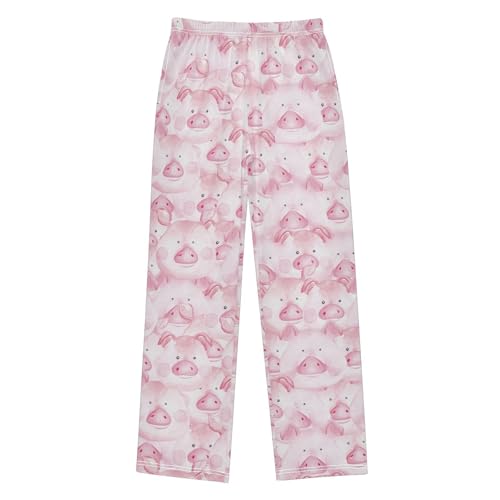 Pig Print Boys Long Pants Soft Trousers Elastic Waist Kids Lounge Bottoms with Pockets S-XL