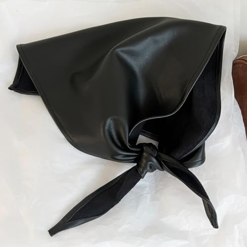 Wild Rag Leather Triangle for Women Y2k Head Scarf Gothic Scarf Neckerchief Grunge Aesthetic Accessories (Black)2