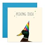 Carte d'anniversaire canard – Parfaite pour les amateurs de jeux de mots et les nerds des oiseaux – Cette carte coquine « Canard regardant » fait rire les anniversaires, les collègues, les amis ou toute personne ayant un sens de l'humour craquelé 🌈
