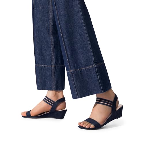 Image of DREAM PAIRS Women's Low Heel Wedge Sandals, Comfortable Slip-On Elastic Ankle Strap Summer Business Casual Dress Shoes