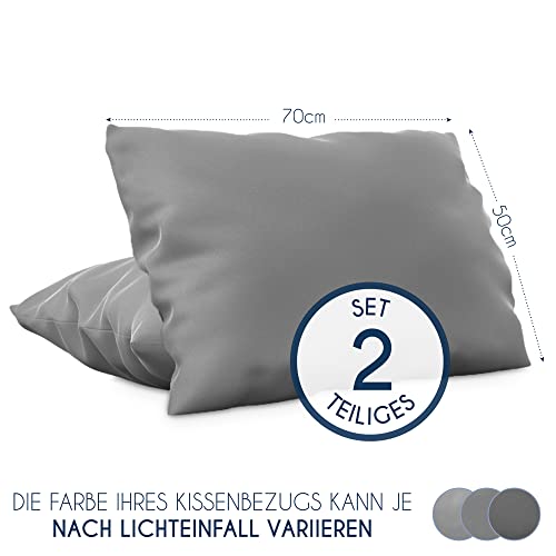 Kissenbezug (Set mit 2) - Für Kissen 50 x 70 cm - Bezüge Anthrazit - Kissenbezüge Mikrofaser (100% Polyester) - Kopfkissenbezug sehr Weich - Image 3