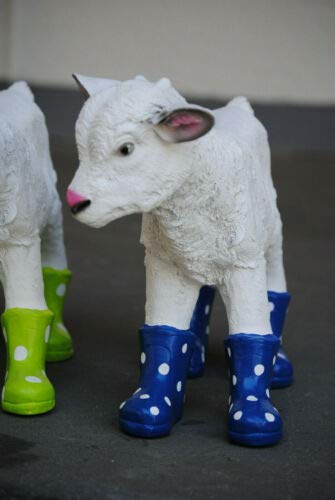 ZIEGE DEKO FIGUR Gartenfigur Natürlich Wetterfest Ziegen Schaf Rot/weiß