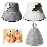 3 Stück Saunahut Damen Herren Saunahut Weich und Saugfähig Saunahut Damen Wärmedämmung Saunahut Filz Wiederverwendbar Saunamütze, Geeignet für Saunaliebhaber Gesundes Erlebnis (Weiß,Grau)