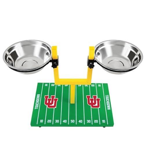 NCAA Utah Utes Goalpost Football Field Dog Feeder – Adjustable Elevated Dog Bowls with Stand, 2 Stainless Steel Bowls, Non-Slip Rubber Feet, Raised Pet Feeder for Large & Small Dogs - Image 6