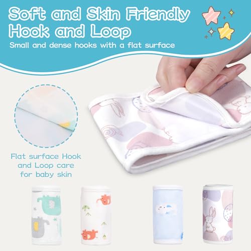 Image of 4 Pack Umbilical Cord Belly Band, Soft Cotton Adjustable Newborn Navel Wrap, Cartoon Infant Tummy Protector for 0-12 Months, Baby Shower Gift