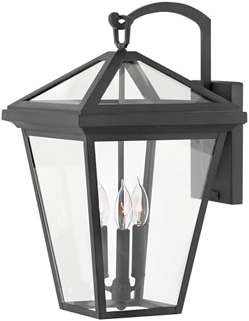 Hinkley Alford Place 2565MB-LL Large Outdoor LED Wall Mount Lantern, Die Cast Aluminum Frame, Sealed Clear Glass, Dimmable, Museum Black