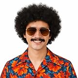 TK Gruppe Timo Klingler Peluca Afro rizada Estilo Mullet Retro para Carnaval y Disfraces años 80 90 Negra