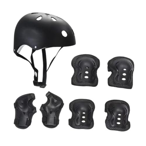 Kids Bike Helmet Set with Knee Pads Elbow Pads Wrist Guards - Portable Skateboard Gear for Children- �u���b�N