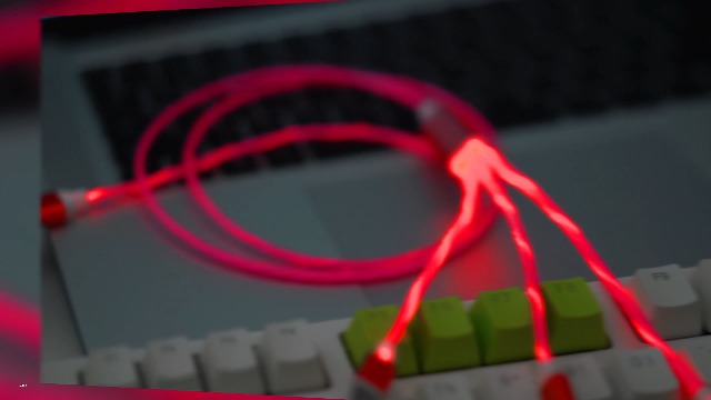 Image of Three in one USB Cable, Multifunctional Interface, Supports Fast Charging, Fast Data Transfer, Compatible with Almost All Mobile Devices, red Glow in The Dark Lighting