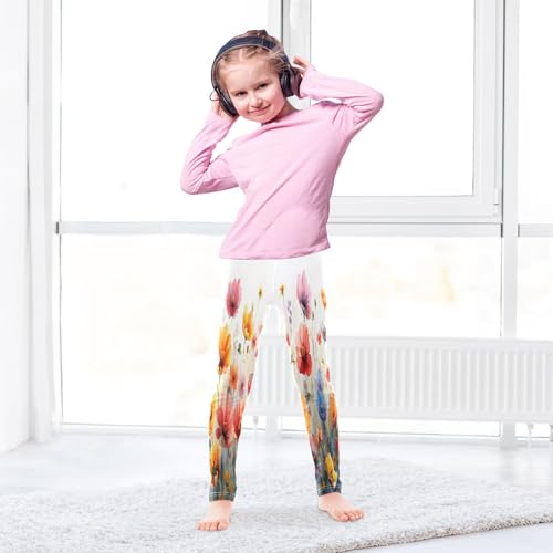 Bolaz Toddler Girls Leggings Printed Yoga Pants Leggings Watercolor Spring Flower for Kids4