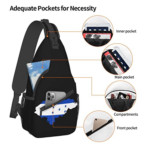 Mochila bandolera unisex negra para senderismo miniatura 5