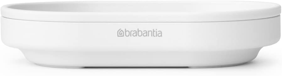 Brabantia Mindset Soap Dish (Mineral Fresh White) Anti-Rust Metal, Non-Slip Basin Soap Tray Holder for Bathroom, Shower, Kitchen Sink