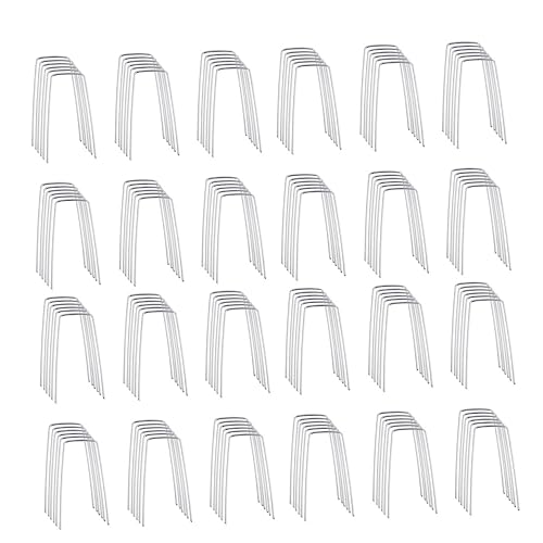 Balacoo Efficient U-Shaped Nails for Turf 100pcs Ground Nails Garden Staples U-Stakes for Ground Metal Landscape Pins