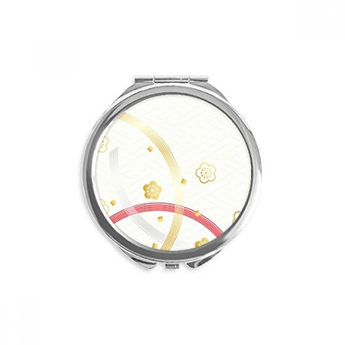 Miroir rond de poche sakura blanche motif géométrique idée cadeau miroir maquillage main portable