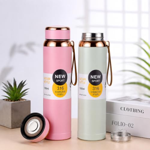 Image of 316 Stainless Steel Water Bottle 1 Litre | Hot & Cold | Durable & Leak-Proof | For Office, Home, Kids, School For Women Men | 1000ml water bottle | Mint Leaf