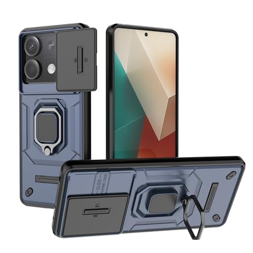 Image of CamShield Pro Case with Slide Camera Protection and 360 Protection Ring Stand Bumper Back Case Cover for Mi Redmi Note 13 5G (Blue)