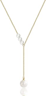 Gold Lariat Necklace for Women, 14K Dainty Gold Necklace for Women, Cute Gold Necklaces for Day Length Wear, Handmade Pearl Necklace for Women-An Exquisite Gift