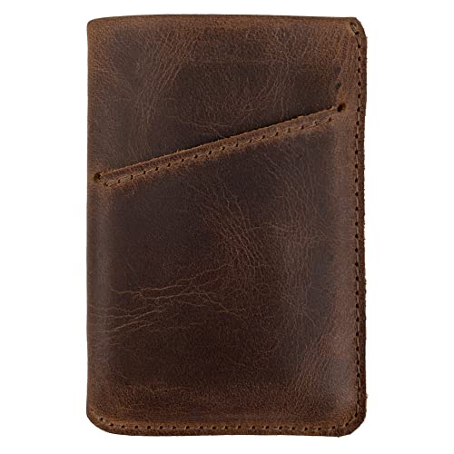 Hide & Drink Vertical Card Sleeve, Holds Cards & Folded Bills, Full Grain Leather, Handmade, Bourbon Brown2