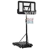 Basketball Hoop Outdoor Portable,Kids Adjustable Basketball Hoop Height 5-7 FT, 28 in Backboard & Wheels for Kids/Teenagers/Youth in Backyard/Driveway/Indoor, with Enlarged Base and PC Backboard