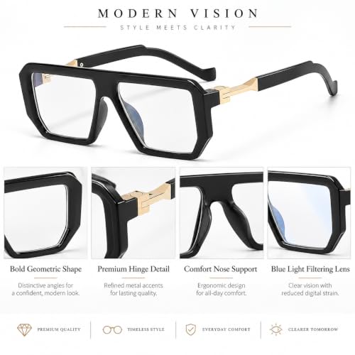 Image of Roshfort Blue Light Blocking Glasses, Computer Reading /Gaming /TV /Phones Glasses for Women Men,Anti Eyestrain & UV Glare