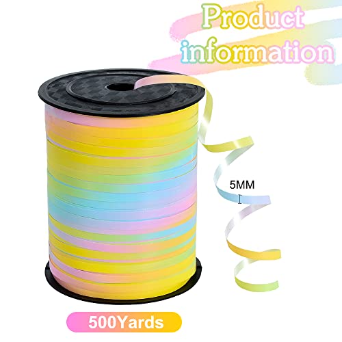 BEISHIDA Rainbow Curling Ribbon - 500 Yards Pastel Balloon String for Crafts Gift Wrapping, Party Art, Florist Flowers Decoration - Image 3