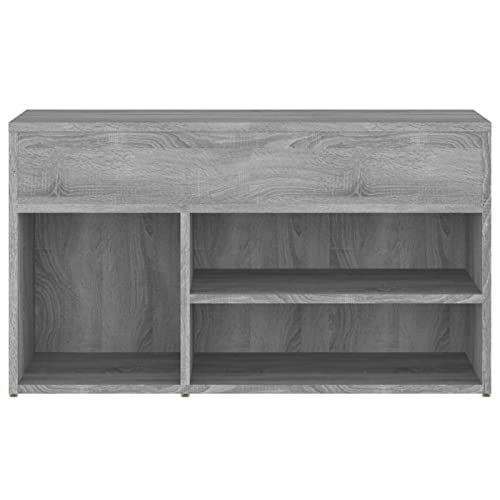 LAPOOH Banco Zapatero, Banco Pasillo, Banco Recibidor, Descalzadora, Estanteria Zapatero, Mueble Zapatero, Madera contrachapada Gris Sonoma 80x30x45 cm - imagen 7