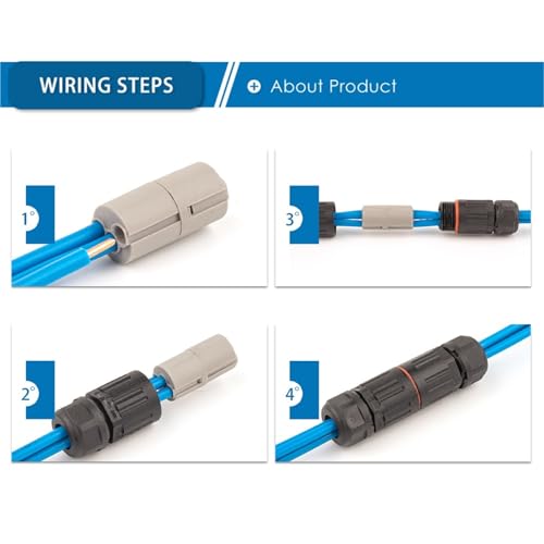 Lot de 10 connecteurs électriques étanches IP68 - Bornier à Insertion Rapide 3 Broches for extérieur, idéal for Le Jardin et l'aménagement paysager.