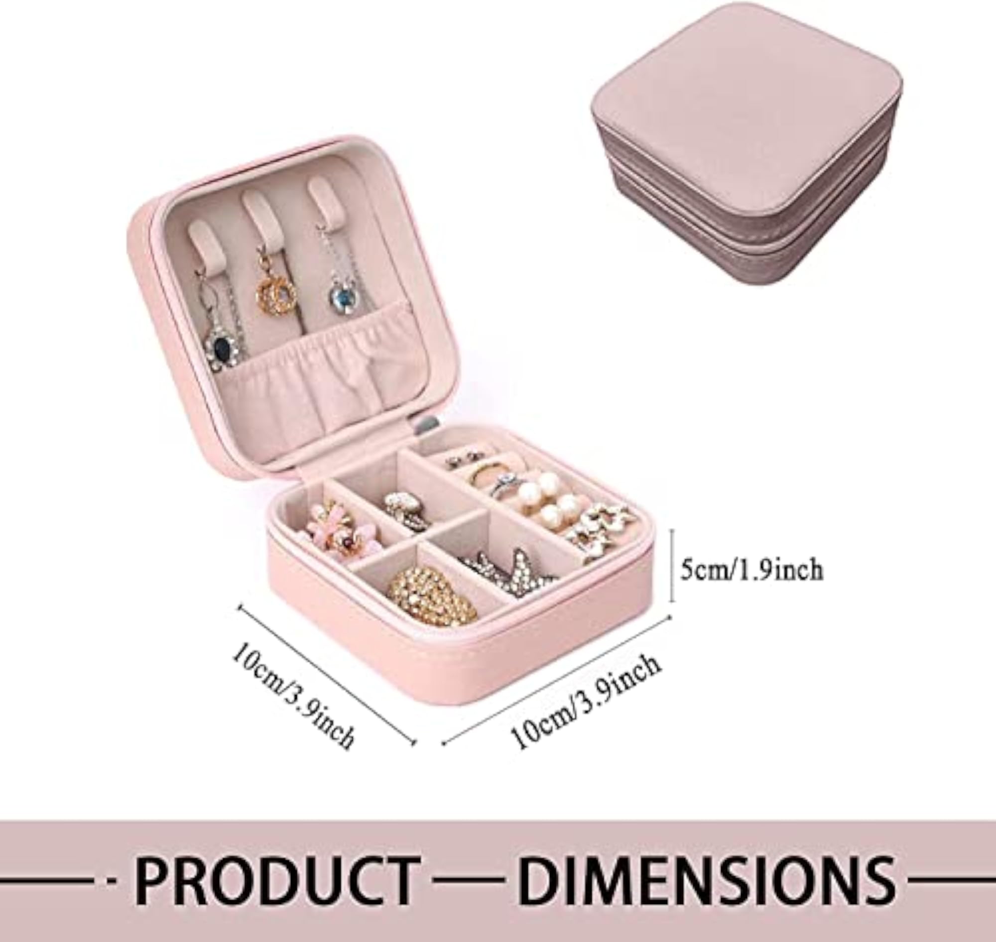 Mini Double Layer PU Leather Travel Jewelry Case