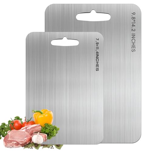 Tabla de Cortar de Titanio Puro al 100 % para Cocina, Tabla de Picar Alimentaria de Doble Cara, Resistente y Higiénica, Segura para Carnes y Verduras, 24,9 cm x 36,1 cm miniatura 1