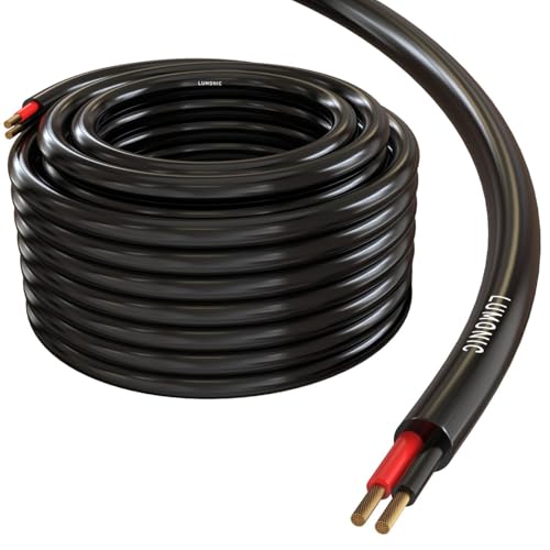 Câble pour enceintes hi-fi 25m noir 2x 4mm² Lumonic pour liaison audio ronde