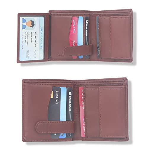 Image of KARA Tan Genuine Leather Wallet for Men - Bi Fold Vertical Men's Wallet with Six Business Card Holding Slot