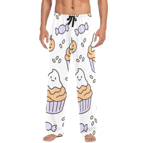Halloween Cupcake Treats Men's Pajama Bottoms Plaid Pajamas Pants for Men Soft Long Lounge Woven Pj Sleep Pant with Pockets2